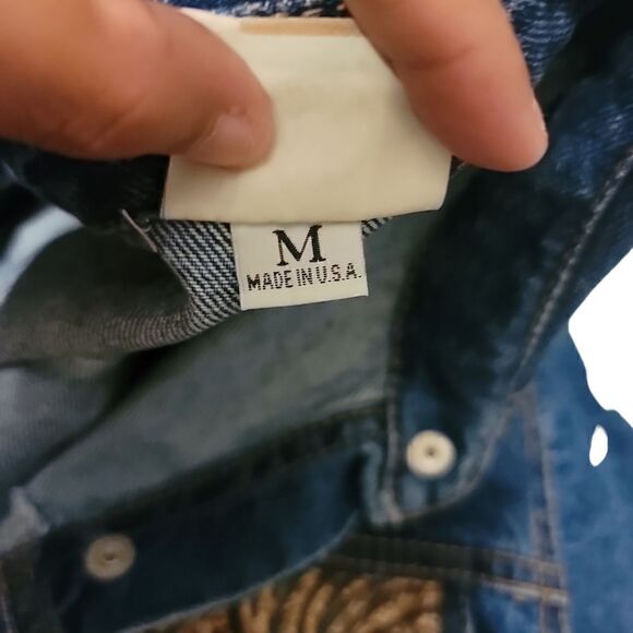 Streets Ahead Animal Print Design Denim Button Down Jacket Size M - Picture 3 of 10